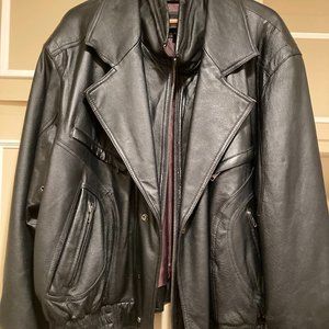 Men's WILSON Black Leather Jacket/Coat, Size XL